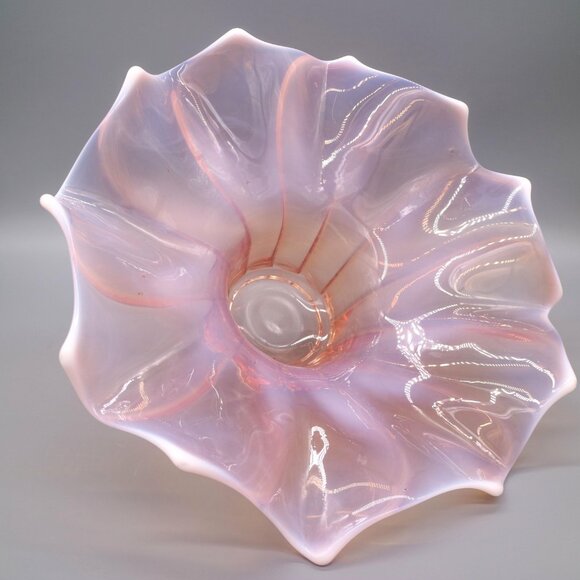 Stunning Vintage Iridescent Luster Pink Decorative Bowl 12" - Picture 6 of 8